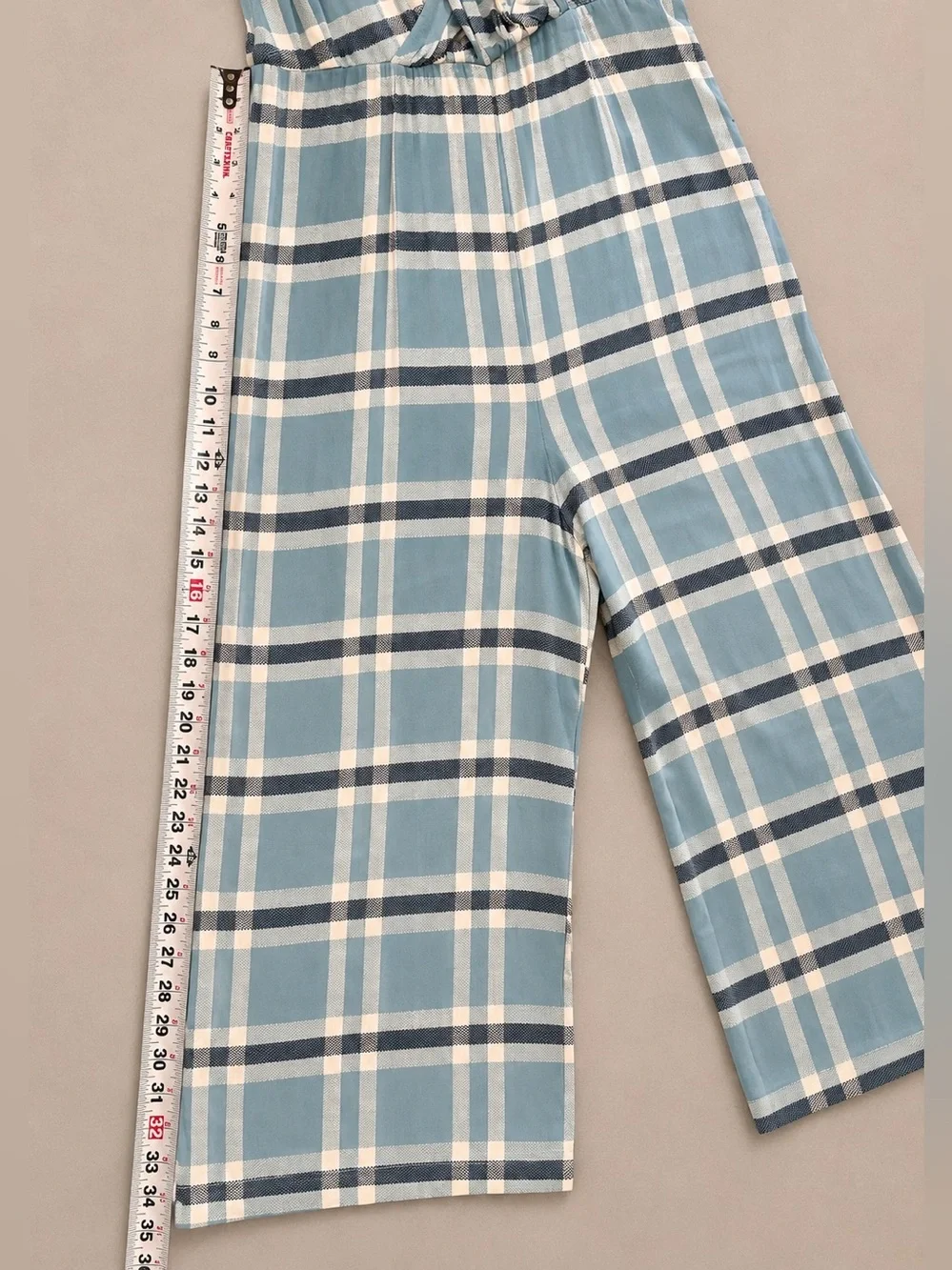 Wild Fable Blue Plaid Wide Leg Jumpsuit Medium Boho Cottagecore - Picture 4 of 9